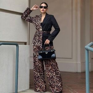 Leopard Print and Black Blazer